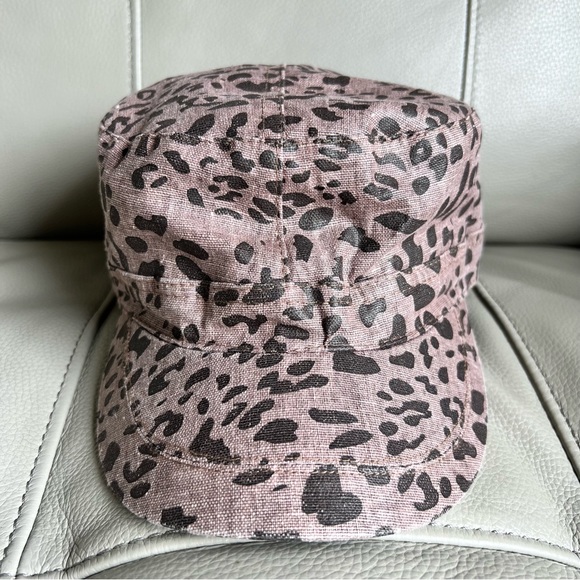GRAY Saks Fifth Avenue Linen Cotton Leopard Print Cap Hat Animal Print - Picture 5 of 14